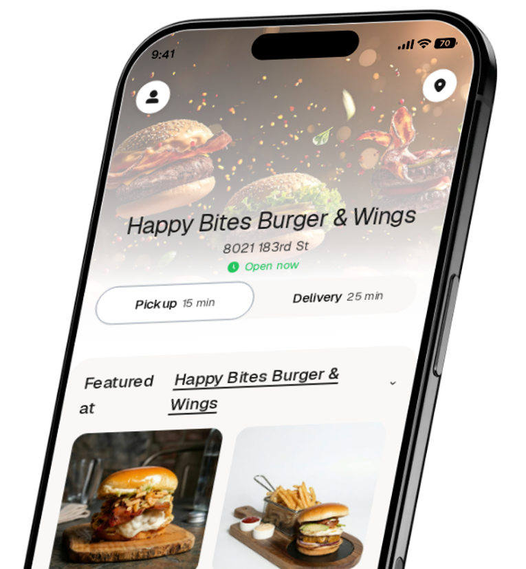 Happy Bites Burger & Wings app preview