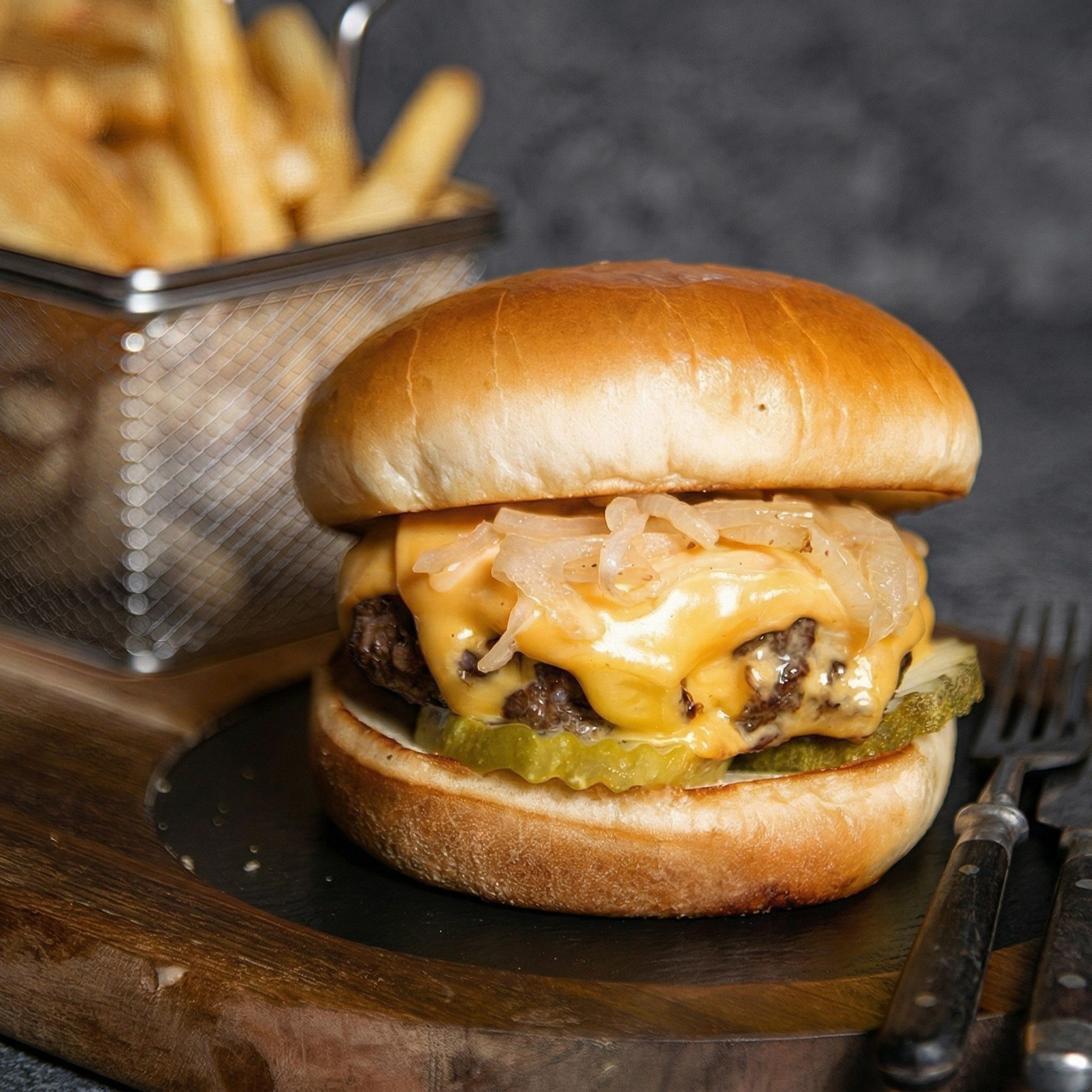 Juicy Lucy Burger.