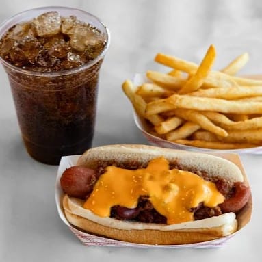 Chili Cheese Dog Meal with Fries & Drink.