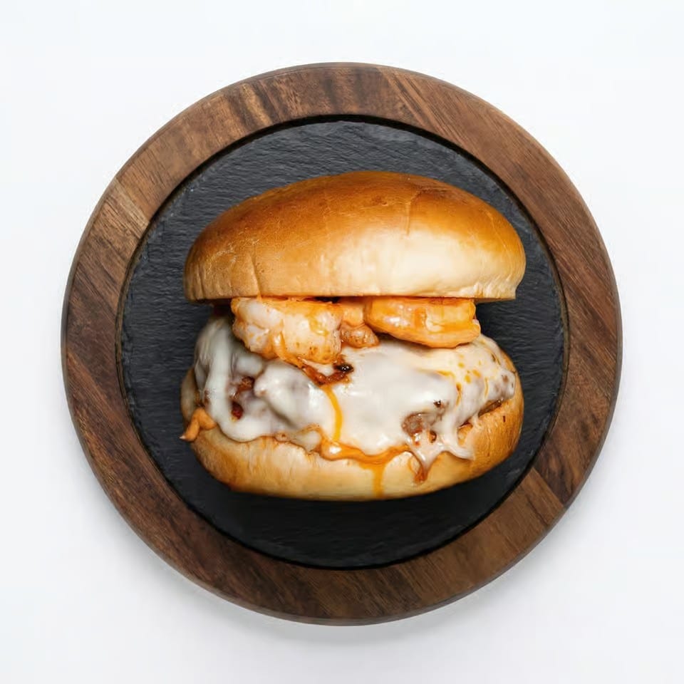 Chorizo Garlic Shrimp Burger.