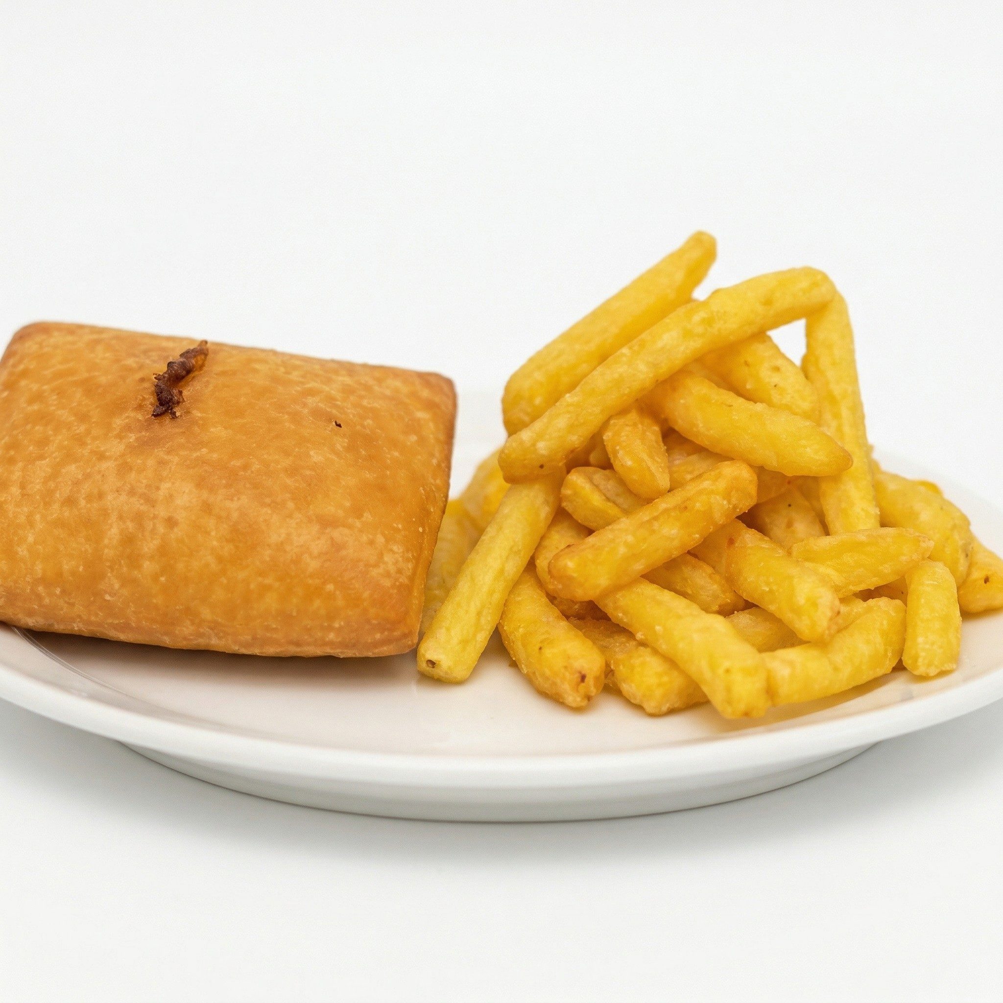 Pizza Puff with Fries.