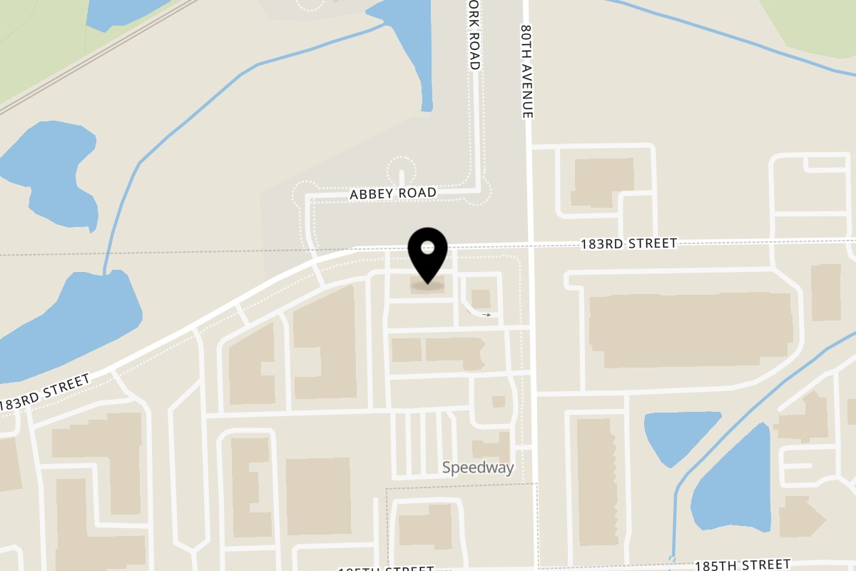 Map showing the location of Happy Bites Burger & Wings Tinley Park on 8021 183rd St in Tinley Park
